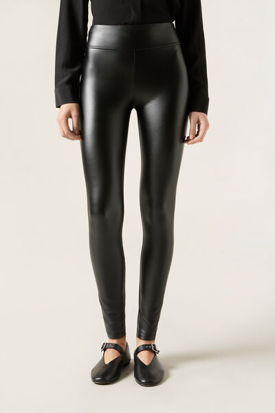 Calzedonia Leggings Effetto Pelle Termici Donna Nero Velikost XS