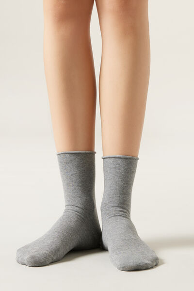 Calzedonia Calzini Corti in Cotone Senza Elastico Donna Grigio Velikost 39-41
