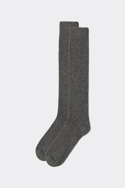 Calzedonia Calze Lunghe a Coste con Lana e Cashmere da Uomo Uomo Grigio Velikost 44-45