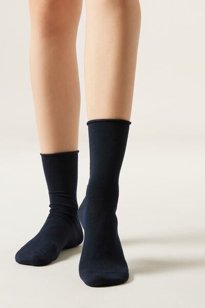 Calzedonia Calzini Corti in Cotone Senza Elastico Donna Blu Velikost 39-41