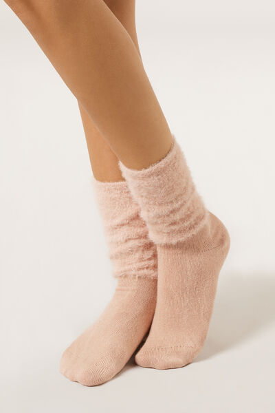 Calzedonia Calcetines Cortos Mullidos con Cashmere Mujer Rosa Tamaño TU