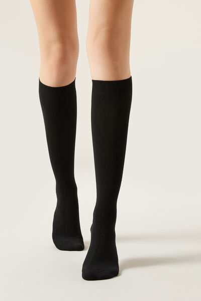 Calzedonia Calcetines Largos Con Cashmere Mujer Negro Tamaño 39-41