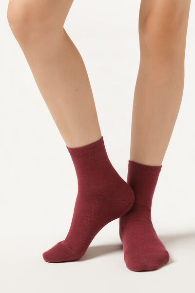 Calzedonia Calcetines para niños de algodón cortos transpirables Unisex Rojo Tamaño 25-28