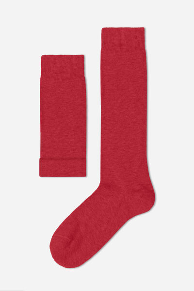 Calzedonia Calcetín de algodón largo para niños Unisex Rojo Tamaño 10