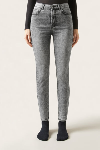 Calzedonia Vaquero push up cintura alta soft touch Mujer Gris Tamaño XS