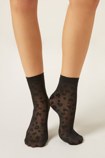 Calzedonia Calze Corte Velate Animalier Donna Nero Velikost TU
