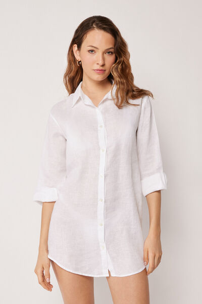 Calzedonia Linen Shirt Woman White Size S