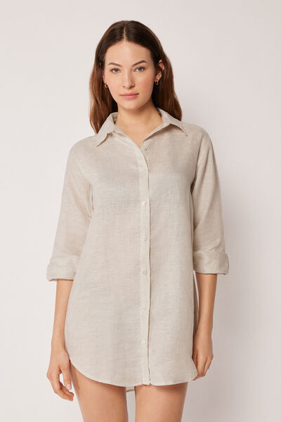 Calzedonia Linen Shirt Woman Nude Size S