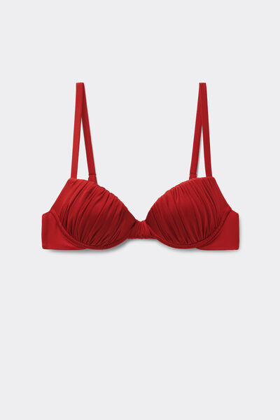 Calzedonia Top de Bikini Push-Up Acolchado Shiny Satin Mujer Rojo Tamaño 1