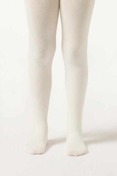 Calzedonia Collant in Cotone Eco da Bambina Bambina Bianco Velikost 8-10