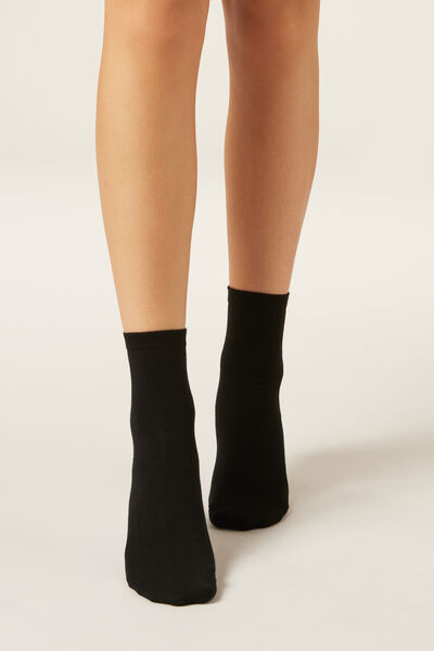 Calzedonia Calze Corte con Bordo Lavorato Donna Nero Velikost 39-41