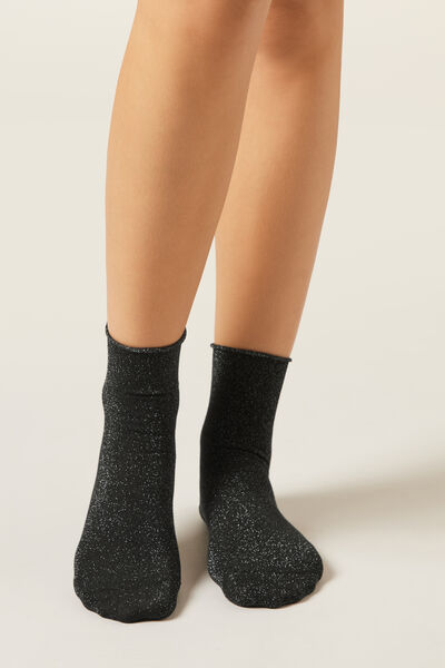 Calzedonia Calze Corte con Glitter Donna Nero Velikost TU
