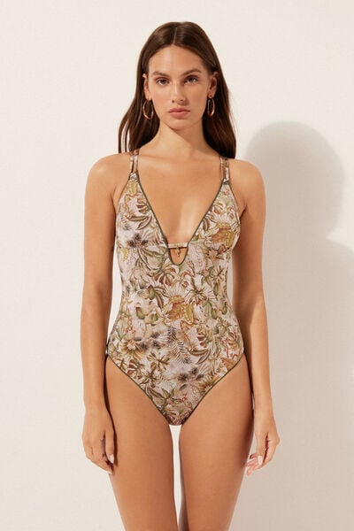 Calzedonia Bañador Tropical Foliage Mujer Impreso Tamaño L