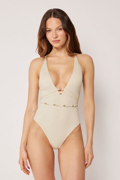 Calzedonia Bañador Una Pieza Wild Jungle Mujer Blanco Tamaño L