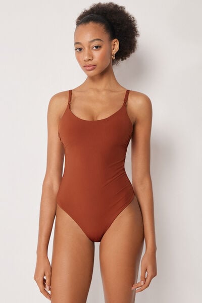 Calzedonia Bañador Una Pieza Clásico Premium Fit Mujer Marrón Tamaño XS