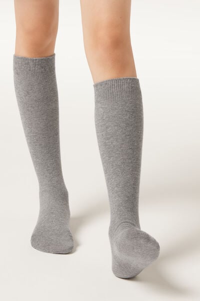 Calzedonia Calcetines Largos de Algodón  de Niño Unisex Gris Tamaño 25-28