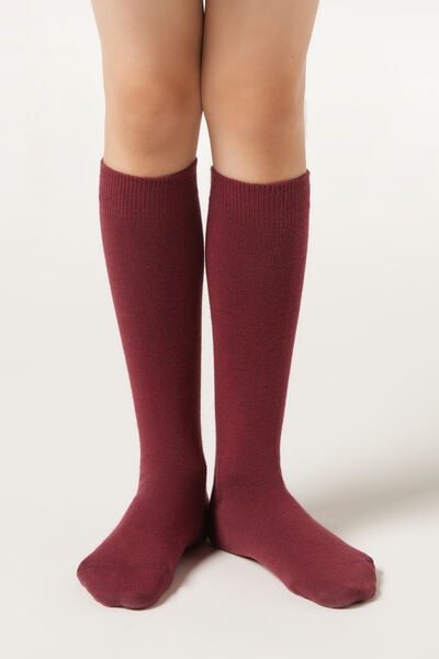 Calzedonia Calcetines Largos de Algodón  de Niño Unisex Rojo Tamaño 25-28