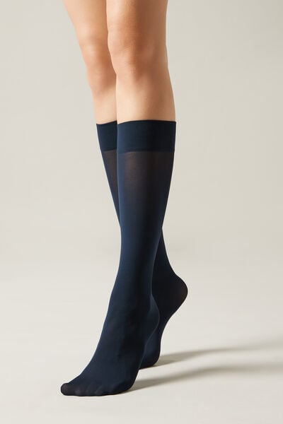 Calzedonia Calcetines Ejecutivos Largos en Microfibra 30 Deniers Mujer Azul Tamaño TU