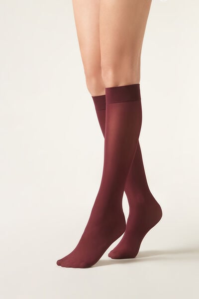 Calzedonia Calcetines Ejecutivos Largos en Microfibra 30 Deniers Mujer Rojo Tamaño TU