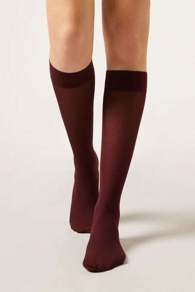 Calzedonia Calcetines Ejecutivos Largos en Microfibra 30 Deniers Mujer Burdeos Tamaño TU