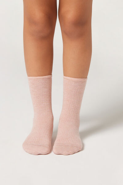 Calzedonia Calcetines con Cashmere y Purpurina Niña Unisex Rosa Tamaño 25-28