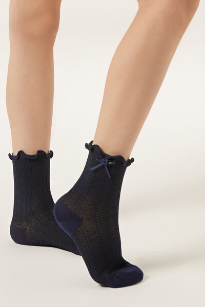 Calzedonia Calcetines con Lazo Niña Unisex Negro Tamaño 25-28