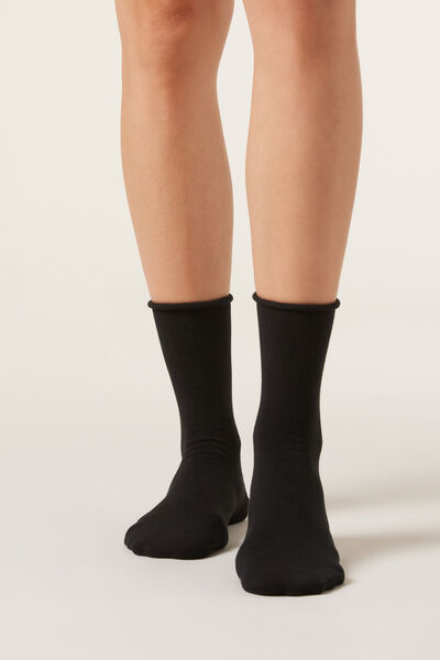 Calzedonia Calcetines cortos con cachemira Mujer Negro Tamaño 36-38