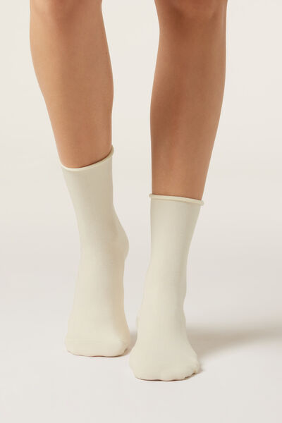 Calzedonia Calcetines cortos con cachemira Mujer Natural Tamaño 36-38