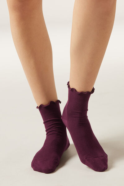 Calzedonia Calcetines de Canalé Mujer Burdeos Tamaño TU