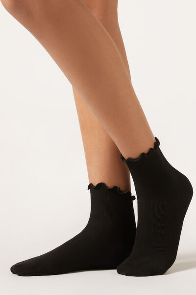 Calzedonia Calcetines de Canalé Mujer Negro Tamaño TU