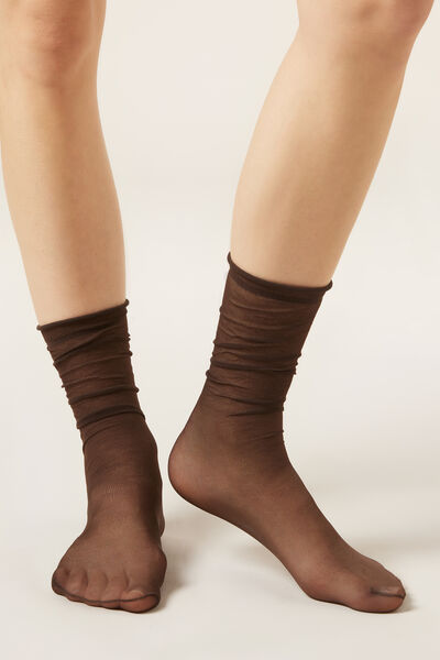 Calzedonia Calcetines transparentes Mujer Marrón Tamaño TU