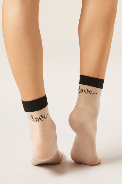 Calzedonia Calcetines Transparentes Love Mujer Negro Tamaño TU