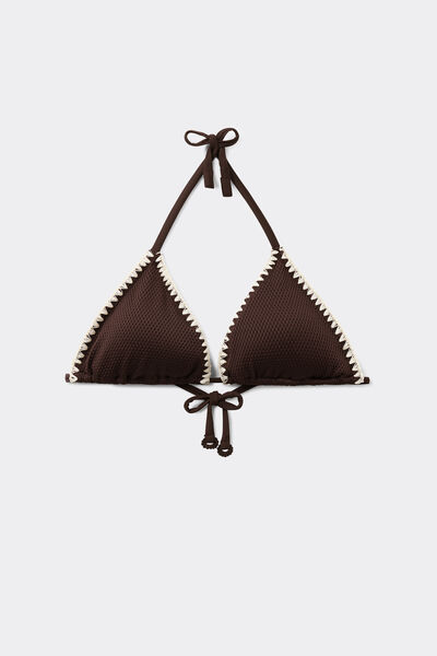 Calzedonia Bikini Triángulo Bicolor Embroidery Mujer Marrón Tamaño 1