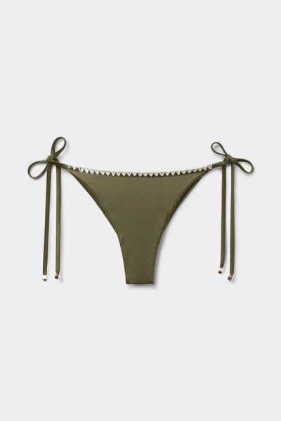 Calzedonia Brasileña Lazos Bikini Refined Shine Mujer Verde Tamaño L