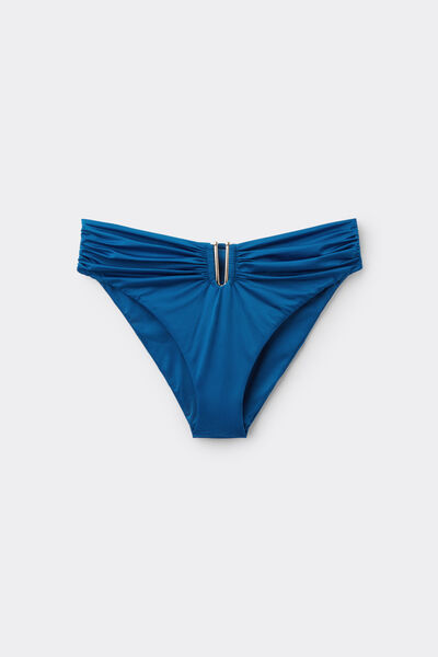 Calzedonia Bikini Braguita Alta Shiny Satin Mujer Azul Tamaño L