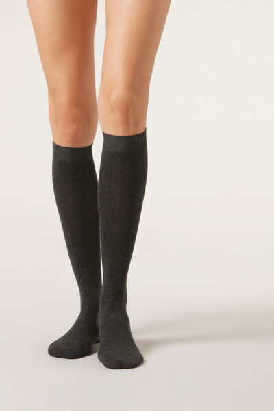 Calzedonia Calcetines largos con cachemira Mujer Gris Tamaño 36-38