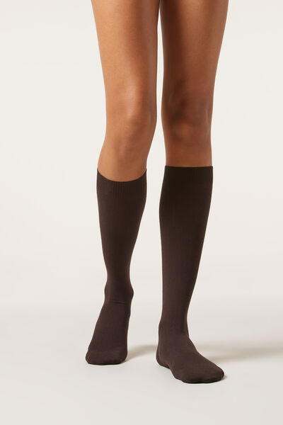 Calzedonia Calcetines largos con cachemira Mujer Marrón Tamaño 36-38