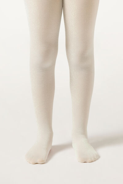 Calzedonia Pantis Opacos 70 Deniers con Glitter de Niña Chica Natural Tamaño 10-13