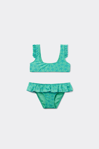 Calzedonia Bikini Dos Piezas de Niña Glittery Starfish Chica Verde Tamaño 10