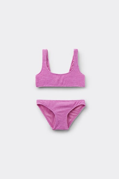 Calzedonia Bikini Dos Piezas Niña Crinkle Waves Chica Violeta Tamaño 10