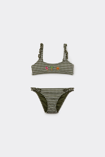 Calzedonia Bikini Dos Piezas de Niña Green Vichy Chica  Tamaño 10