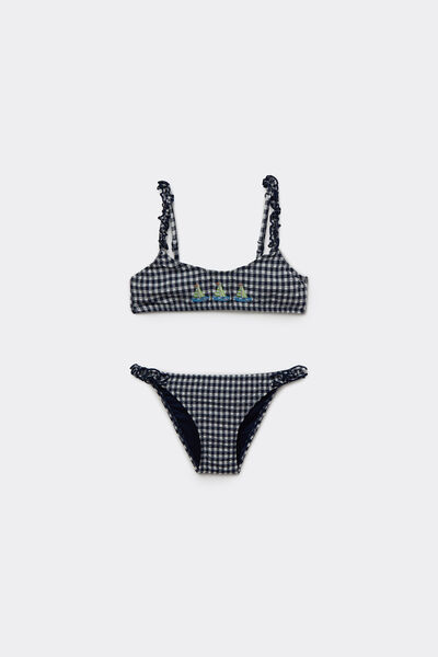 Calzedonia Bikini Dos Piezas de Niña Green Vichy Chica  Tamaño 10