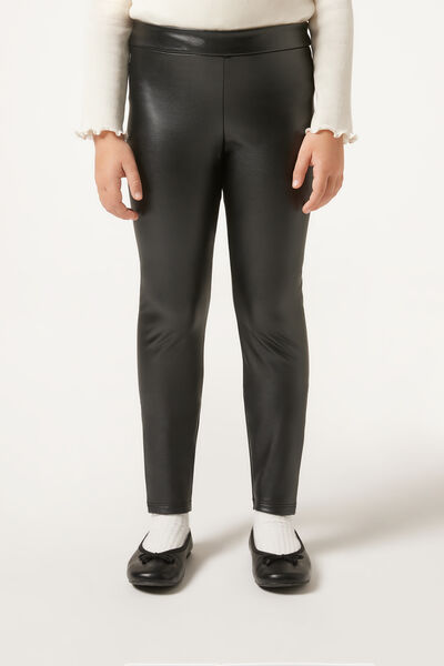 Calzedonia Legging térmico efecto piel para niña Chica Negro Tamaño 11-12