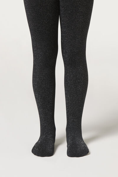 Calzedonia Panty Térmico Niña Con Glitter Chica Gris Tamaño 10-13