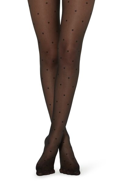 Calzedonia Panty Transparente Lunares Mujer Negro Tamaño 1/2