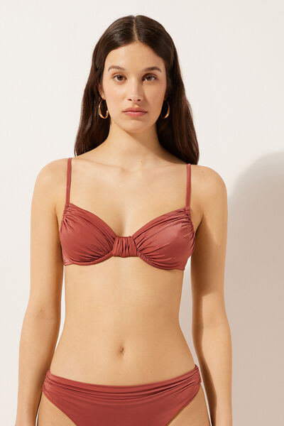 Calzedonia Balconette Swimsuit Top Shiny Satin Woman Pink Size