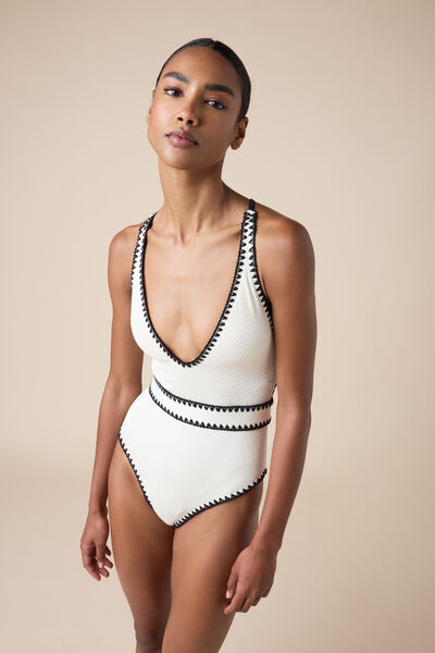 Calzedonia Bañador Una Pieza Bicolor Embroidery