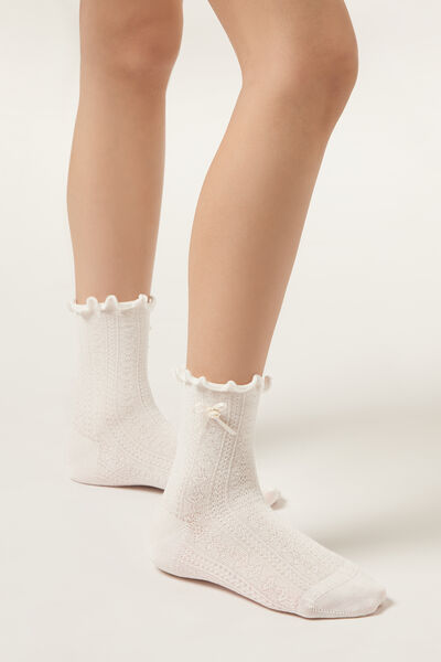Calzedonia Calcetines con Lazo Niña Unisex Natural