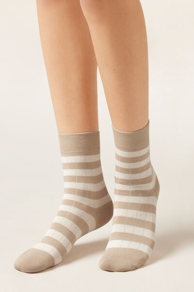 Calzedonia Calcetines a Rayas Mujer Natural Tamaño TU