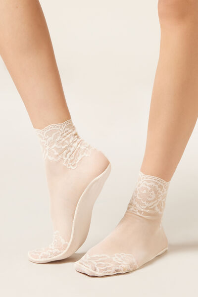 Calzedonia Calcetines Tul y Encaje Mujer Natural